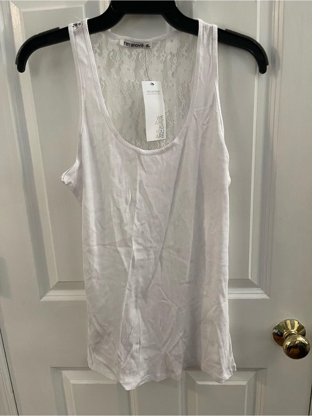 Terranova White Lace-Back Ribbed Tank Top